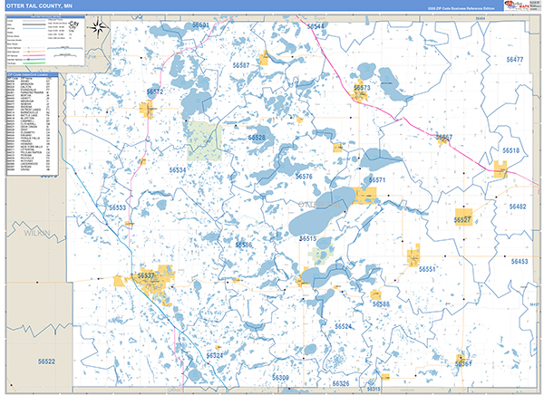 Otter Tail County, MN Zip Code Map